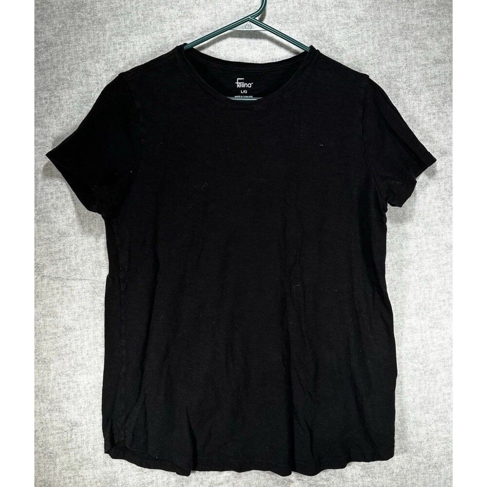 Felina Women's Top T Shirt Black Stretch Short Sleeve Size Large